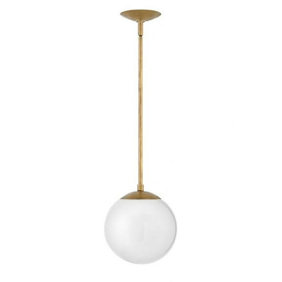 One Light Pendant In Mid-Century Modern-Scandinavian Style 9.5 Inches Wide By 10.75 Inches High-Heritage Brass Finish-Cased Opal Glass Color Hinkley