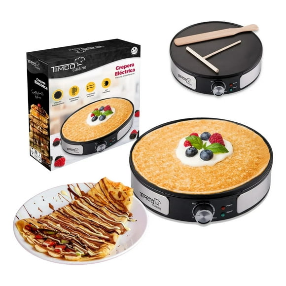 Crepera Eléctrica + Plancha Antiadherente + Temperatura Ajustable