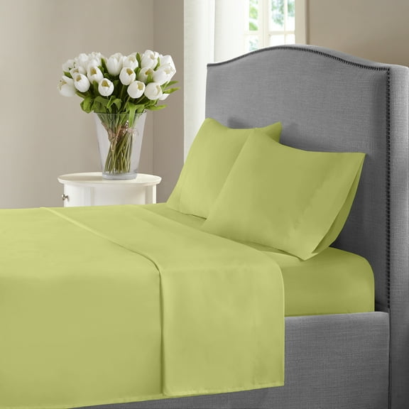 1200 Thread Count California King Size Deep Pocket Solid Cotton Sheet Set (California King, Sage)