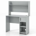 thumbnail image 2 of Kadyn Writing Study Desk, Computer Desk, Laptop Workstation Desk,Home Office Desk with Raised Display Shelf and 2 Open Shelves-Gray, 2 of 7