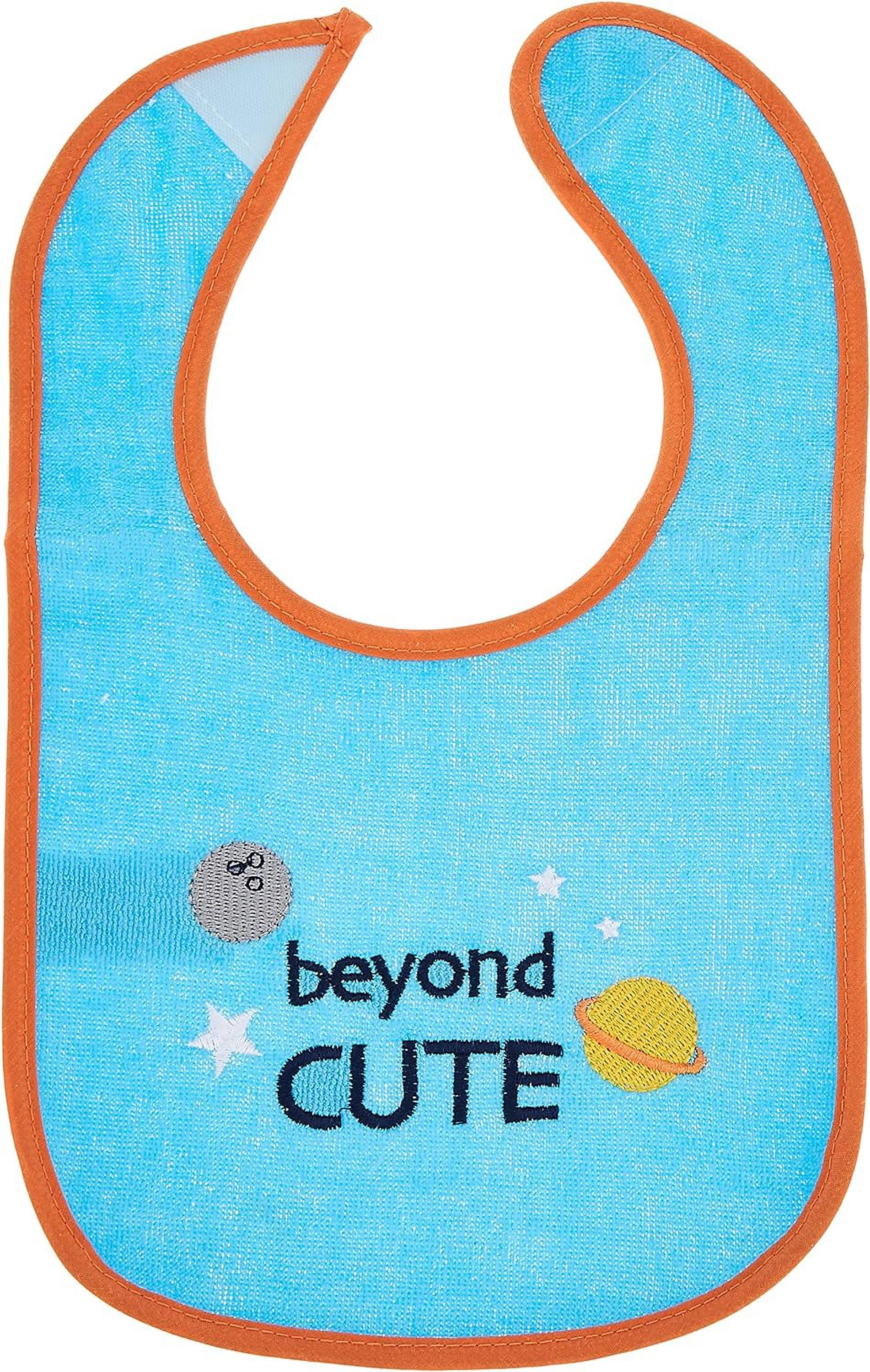 Luvable Friends 7 Piece Drooler Bibs with Waterproof Backing, Blue Spaceship