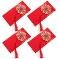 thumbnail image 4 of CIMAXIC Wedding 4pcs Tassel Design Red Envelope Wedding Paper Money Pocket With Chinese Style Pattern,8.15"X3.74"X0.12", 4 of 5
