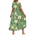 thumbnail image 6 of Viikei Womens Summer Dresses under $10,Women's Fit and Flare Short Sleeve Dress,Women's Flower Printing Casual Short Sleeve Crewneck Dress Casual Flowy Tiered Maxi Beach Dress Green M, 6 of 6