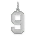 thumbnail image 3 of 925 Sterling Silver Medium Satin Number 9 Charm Pendant, 3 of 5