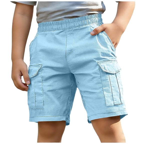 Boys Cargo Shorts Kids Athletic Basketball Sweat Shorts Drawstring Elastic Waist Clothes with Multi Pockets Relaxed Fit Comfortable