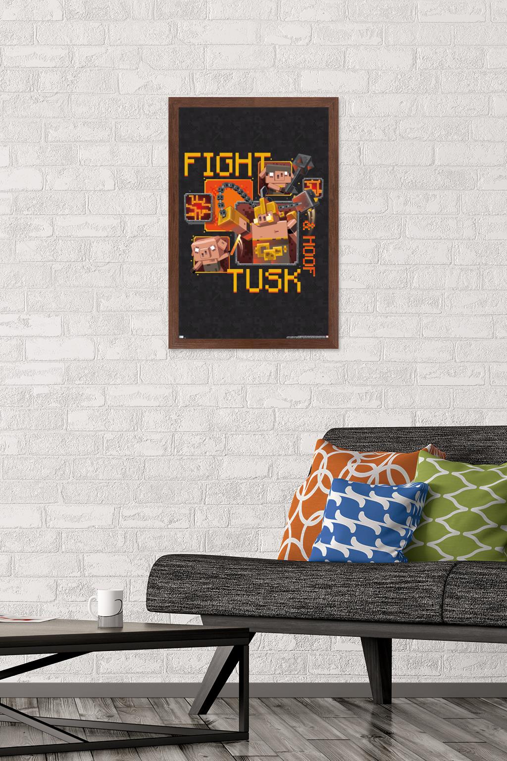 Minecraft: Legends - Fight Tusk & Hoof Wall Poster, 14.725" x 22.375" Framed