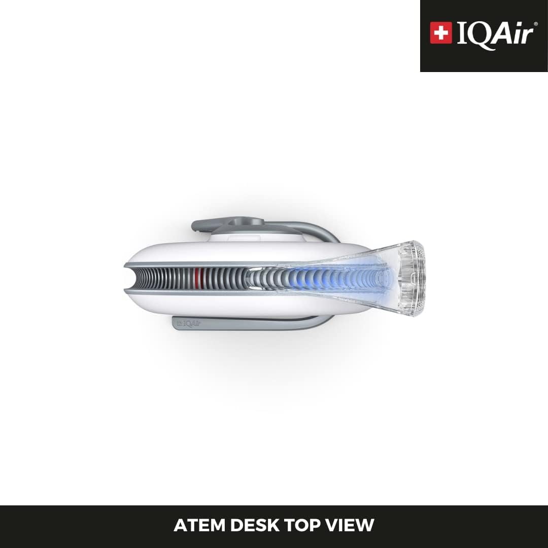IQAir Atem Desk Personal HyperHEPA Air Purifier - Filters 99% of allergens, asthma triggers, airborne pollutants, odors and gasses - Perfect for offices or other small rooms (White)