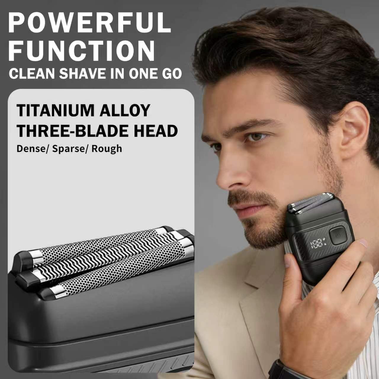 Electric Foil Shaver for Men, Micro-Comb Technology & 3 Floating Blades, IPX7 Waterproof Wet/Dry Cordless Razor with LED Display, USB-C Fast Charge, Portable Travel Razor