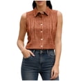 thumbnail image 4 of Axiiglly Tank Tops for Women Cotton Linen Plaid Button Down Fashion Dressy Tanks Summer Sleeveless Shirts, S-2XL, 4 of 7