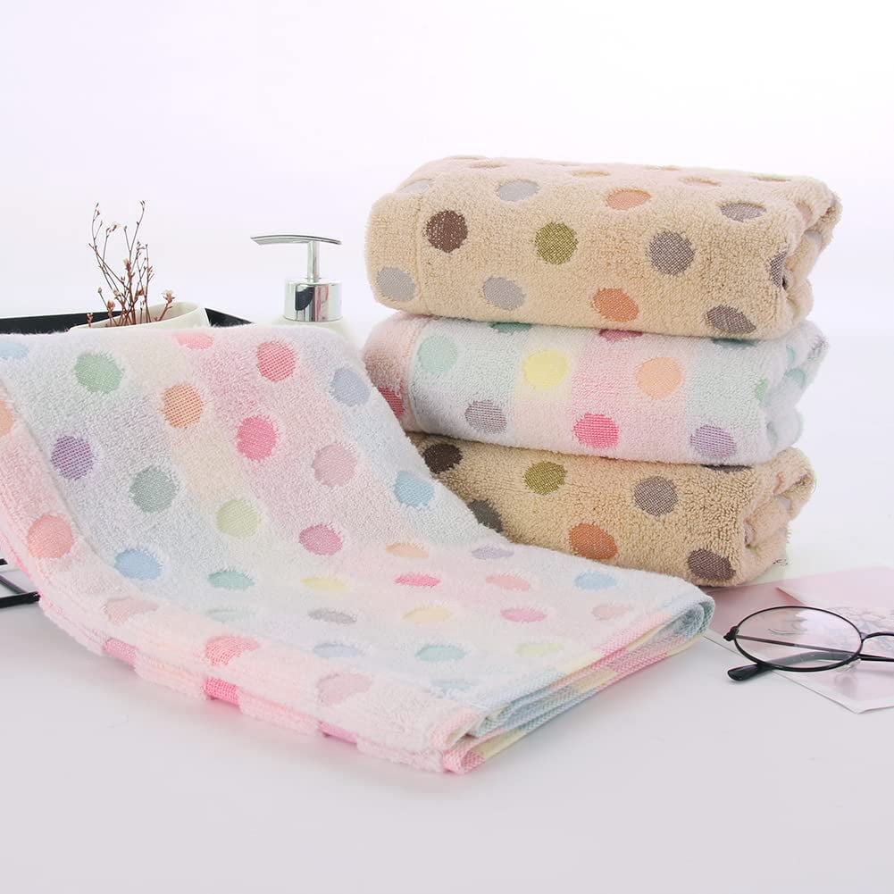 Pidada 100% Cotton Polka Dot Pattern Hand Towels for Bathroom Set of 4 (Beige)