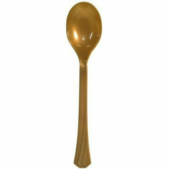 Disposable Reusable Plastic Table Spoon Heavy Weight Gold For Any Occasions 20ct