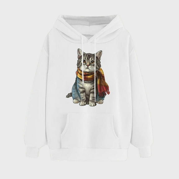 PNTUTB Women's Print Winter Hoodie Pullover Long Sleeved Comfortable Sweatshirt