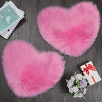 2 Pieces Fluffy Heart Shaped Rug Faux Area Rug Bushy Room Carpet for Home Living Room Sofa Floor Bedroom, 12 x 16 Inch (Rose Red)