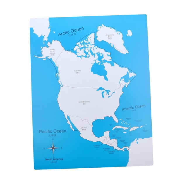 Mapa del mundo Montessori para bebés, con todos los continentes, material didáctico de geografía para niños de 3 años en adelante. América del norte