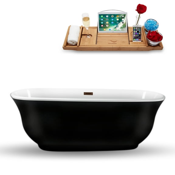 67" Streamline N663ORB Freestanding Tub and Tray With Internal Drain