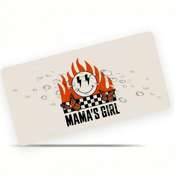 License Plate, Mama's Girl Emblem Decorative Front,Personalized Stainless Steel License Plate Cover For Men Women,12.2" X 6.2"