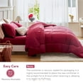 thumbnail image 3 of MR&HM Reversible Satin Microfiber Comforter 3 Pieces King Size, Burgundy King Comforter Set for All Seasons, Silky Soft Satin Comforter for Hair and Skin, with Satin Pillowcases Set of 2, 3 of 7