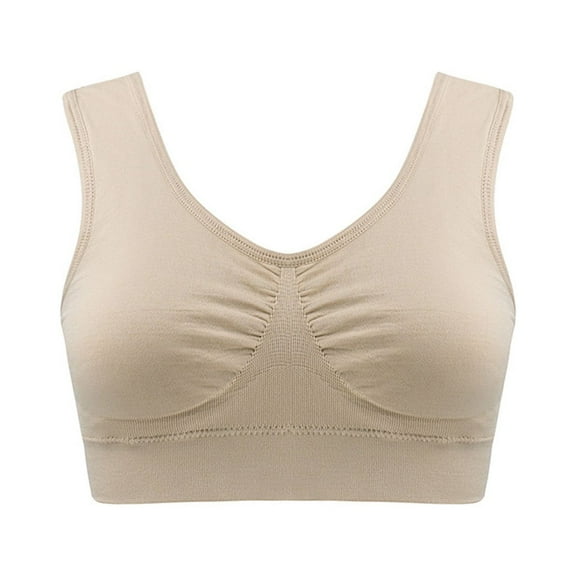 Loopsun Plus Size Bras for Women, Womens Solid Color Soft and Comfortable Oversized Bra without Steel Ring Gathering Beige L