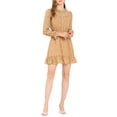 thumbnail image 1 of Allegra K Women's Ruffle Neck Cuff Hem Button Front Puff Sleeve Floral Dress, 1 of 6