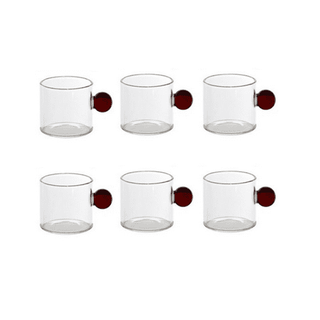 

6PC Nordic Style Home Coffee Cups Small Tea Cup Espresso Cup Heat Resistant Glass Teacups Bucket Table Decor 110ml Capacity