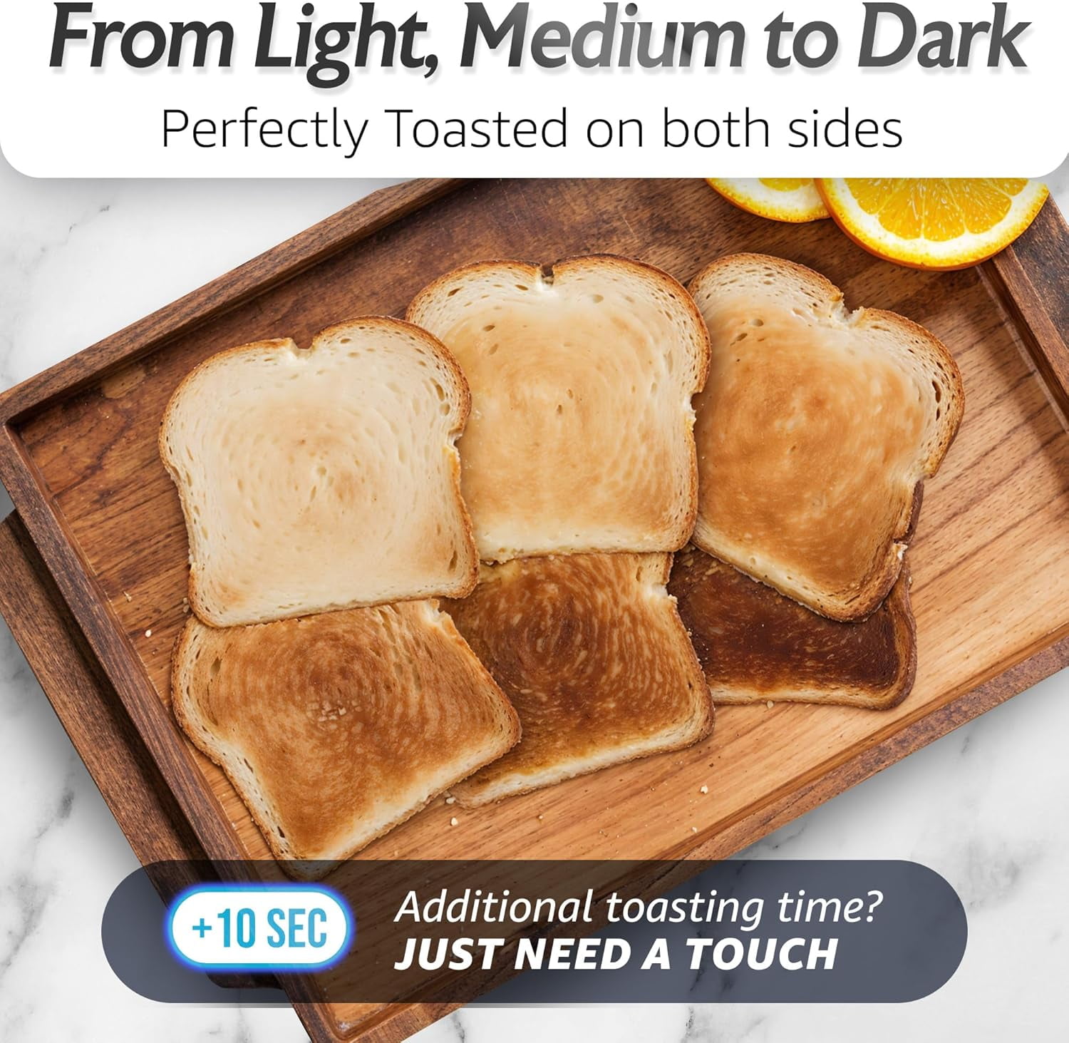 Digital Long Slot 4 Slice Toaster, 1.5” Wide Slots for Thick Breads & Bagel Function, LED Touch Screen, Countdown Timer, 6 Shades, Stainless Steel