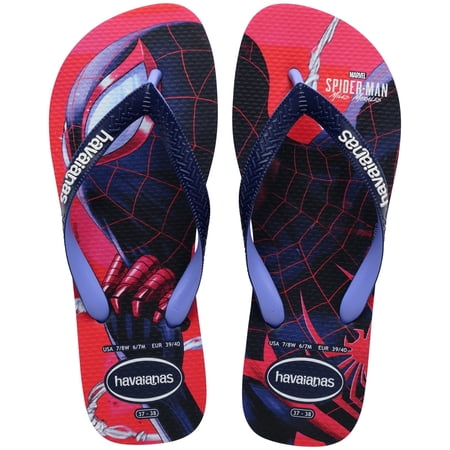 Havaianas Boys Kids Top Marvel Spiderman Flip Flop Sandals, Navy Blue, Size 3/4 Youth