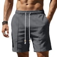 thumbnail image 6 of Beach Shorts for Men Cotton Linen Lightweight Breathable Summer Vacation Drawstring Board Shorts with Pockets Dark Gray M, 6 of 6