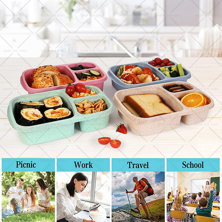 Vorkoi Lunch Box, 3 Compartment Meal Prep Containers, Lunch Box for Kids, Reusable Food Storage Containers - Stackable, Suitable for Schools