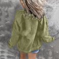 thumbnail image 4 of Vedolay Tops for Women Casual Womens Cropped Denim Jacket Button Down Long Sleeve Fitted Jean Coat,Green M, 4 of 5