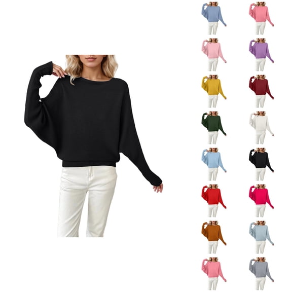 Women Oversized Sweater 2026 Fall Winter Casual Crewneck Batwing Sleeve Knitted Pullover Sweater