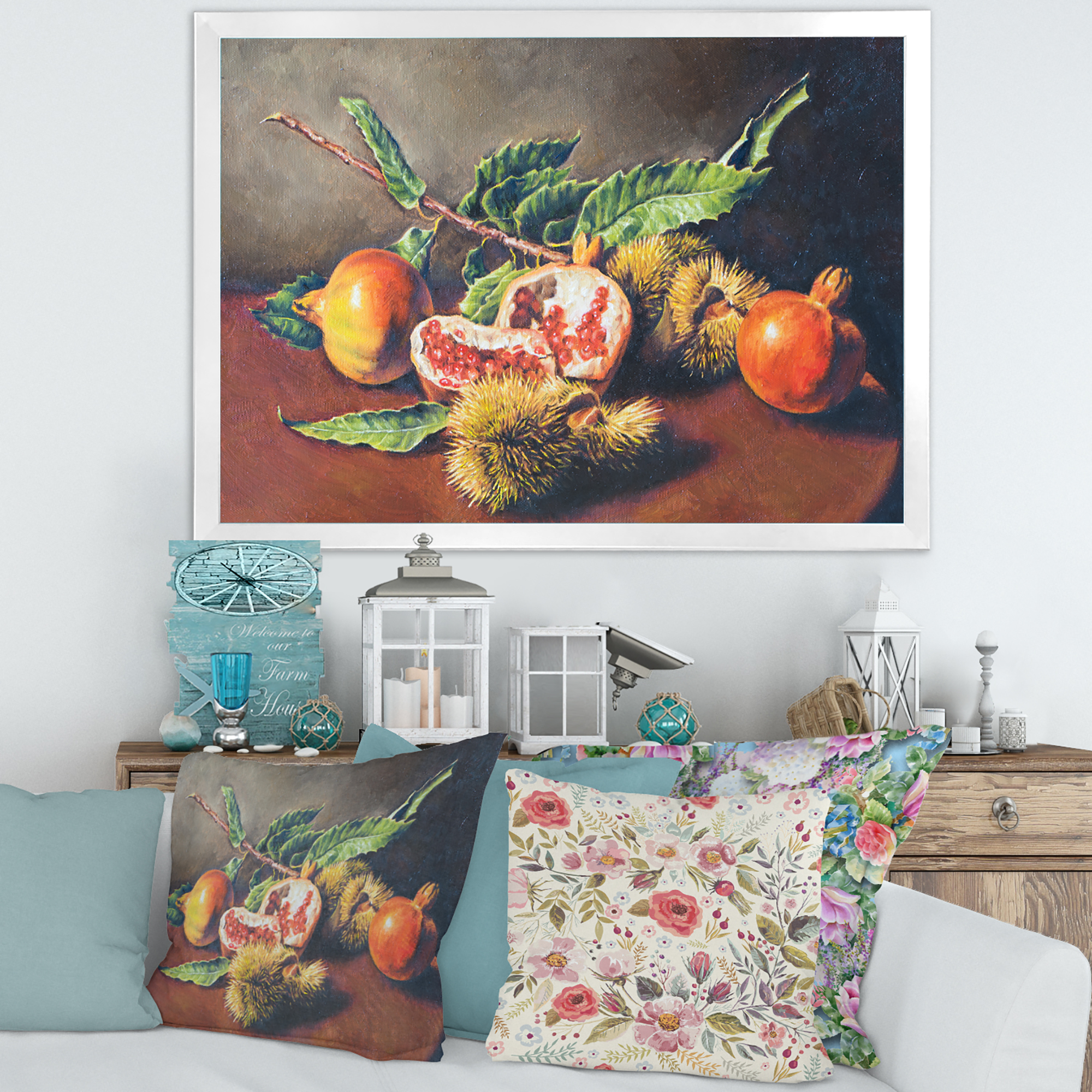 Designart 'Ancient Still Life of Orange Fruits' Traditional Framed Art Print