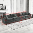 thumbnail image 5 of Cloud Sofa 4 Seats, Modern Sectional Couch, Comfy Double Layer Upholstered Seat Cushion, Breathable Chenille Fabric, Blue, for Living Room Bedroom Apartment, 5 of 9