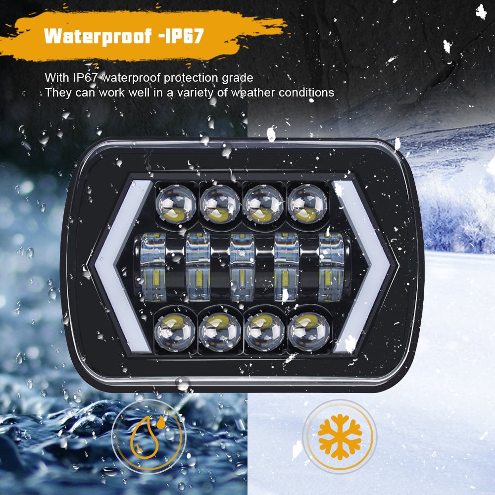 Sunpie 5x7 7x6  Led Headlight 85W with High Low Beam DRL H6054 5054 Rectangular Sealed Beam for Jeep Wrangler YJ 6054 H5054 Cherokee XJ Truck (2pcs/set)