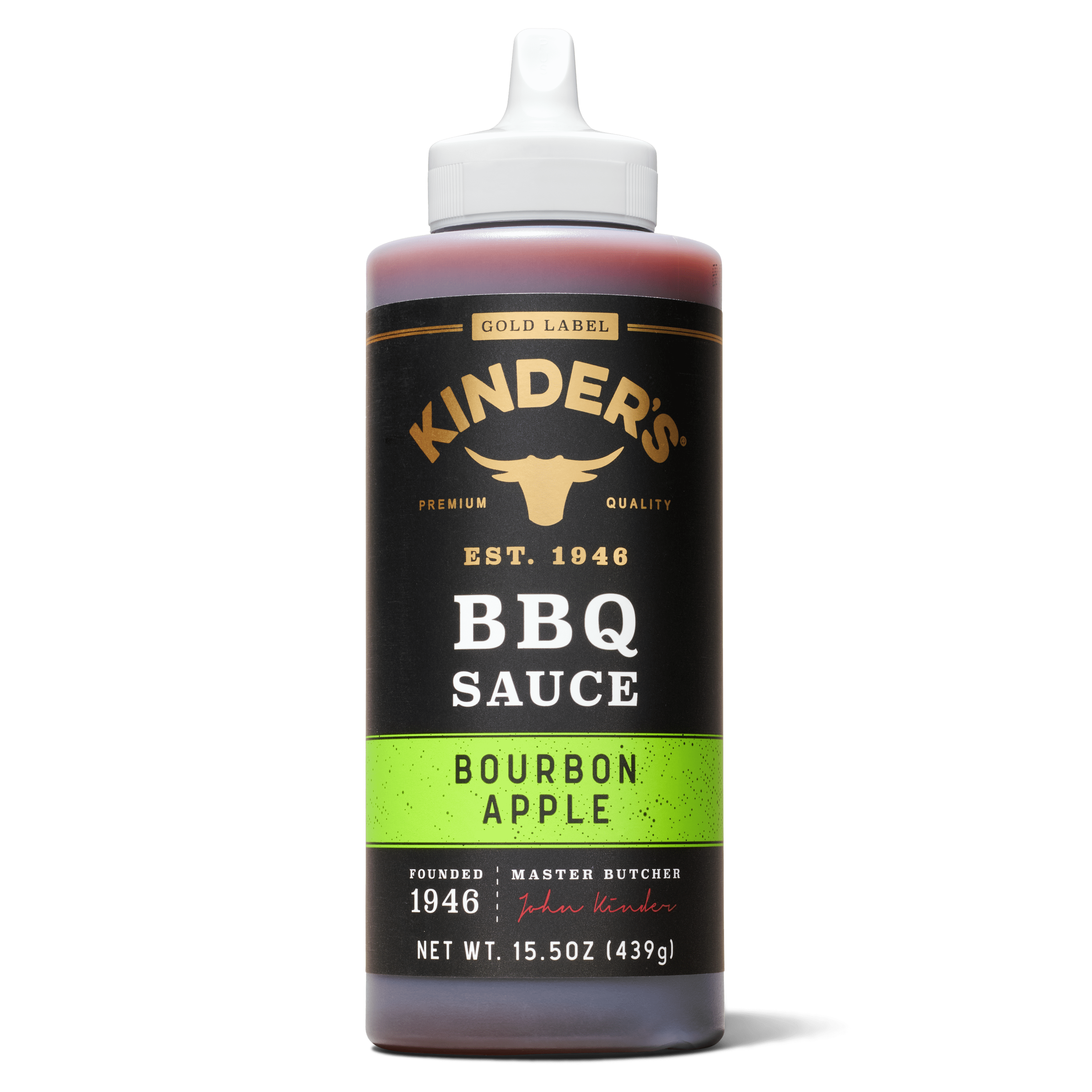 (6 pack) Kinder's Gold Label Bourbon Apple BBQ Sauce, 15.5 oz Squeeze Bottle