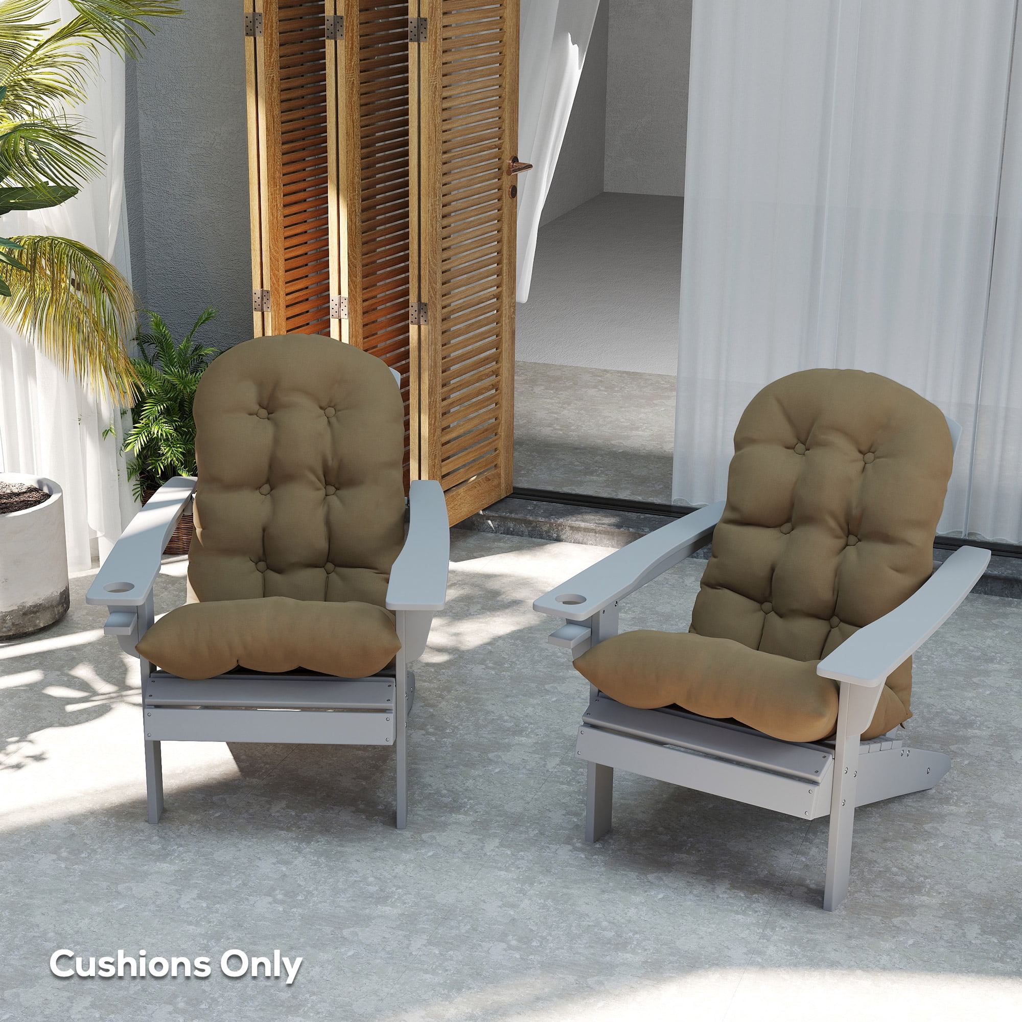 Alvantor Adirondack Chair Cushions Set of 2 High Back Patio Cushions for Adirondack Chairs, Khaki