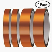 Heat Resistant Tape, Aniann 4 Rolls High Temperature Kapton Tape Sublimation Tape 2 Sizes Polyimide Film Adhesive Tape