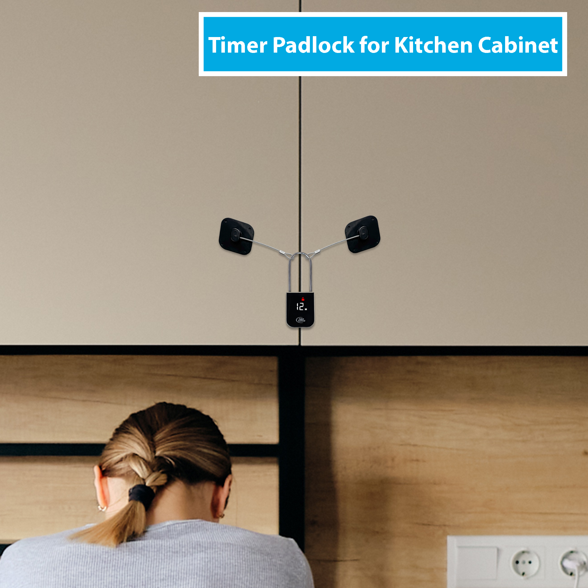 Habit Control Metal Timer Padlock - Timed Lock for Refrigerators, Kitchen Cabinets & Drawers - 100 Days Timer Pad Lock, Electronic Time Locker for Cell Phones, Snack, Food, Liquor, Video Games