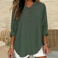 thumbnail image 2 of Fheaev Turndown Blouse Shirt For Women Womens Color Casual Loose Fashion T-Shirt Long Sleeves Button Tops Cotton And Linen Blouse, 2 of 5