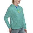 thumbnail image 2 of Yiaed Teal Green Glitter Print Womens Casual Hoodies Crew Neck Long Sleeve Sweatshirts With Pocket Pullover Tops Women's Hooded Sweatshirt-XX-Large, 2 of 5