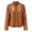 Brown, variant on Lovskoo 2024 Women's Leather Jacket Long Sleeve Stand Collar Slim Fitting Zipper Motorcycle Jacket Beige