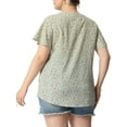 thumbnail image 3 of GRACE & GRANDEUR Women's Plus Size Button Down Flare Short Sleeve Chiffon Blouse Light Green 4X, 3 of 6
