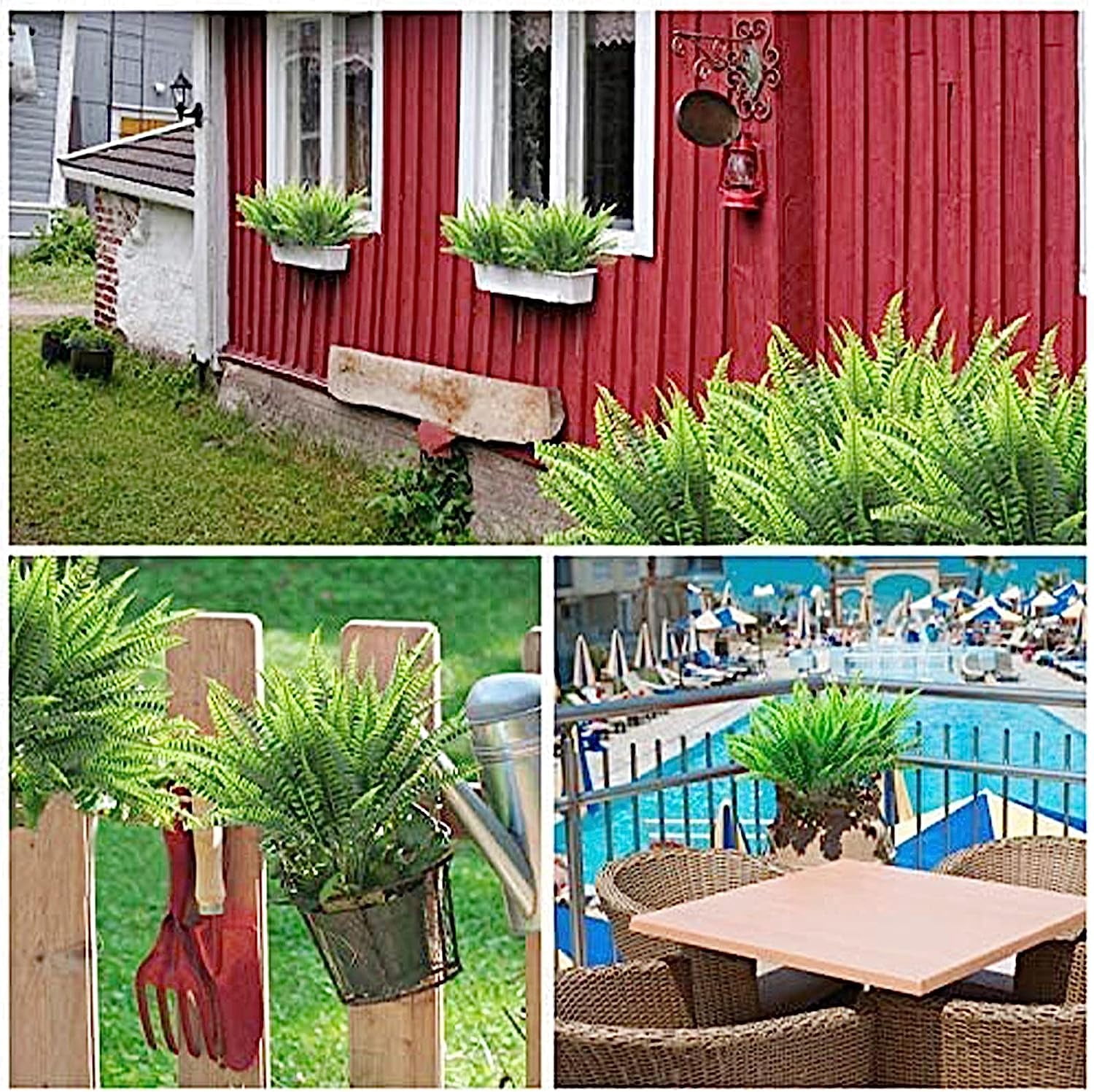 20 Bundles Artificial Plants Summer Decor Fake Plants Greenery Faux Plant Boston Fern Outdoor UV Resistant Artificial Flowers Plants Outside Indoor for Home Garden Spring Decor