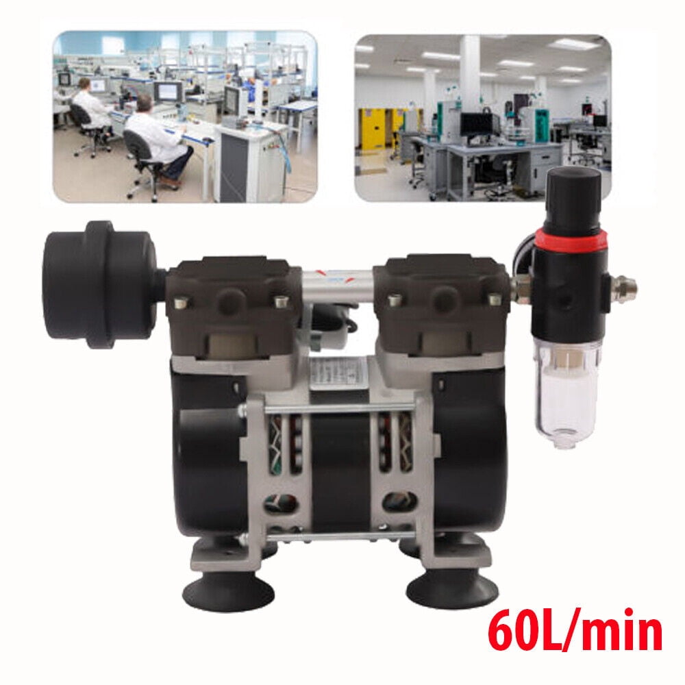 200W Oilless Vacuum Pump Industrial Lab Oil Free Piston Vacuum Pum 60L/min 110V