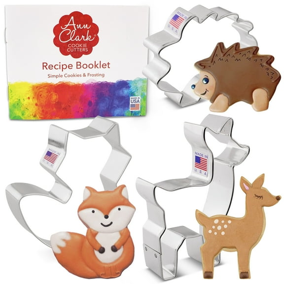Ann Clark Cookie Cutters Woodland Cookie Cutters 3-Pc. Set, Fox, Hedgehog, Deer