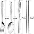 thumbnail image 5 of Arroyner 3 Pack Portable Travel Flatware Set, Reusable Silverware Knife Fork Spoon Chopsticks Utensils, Stainless Steel Camping Cutlery for School Outdoor Picnic, 5 of 8