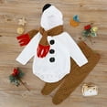 thumbnail image 5 of XFHLMJFF Christmas Snowman Jumpsuits for Bodysuits Baby Onesie Boys Girls Long Sleeve Zipper Hooded Coveralls Pajama With Striped Striped Pants and Scarf 3Pcs for 18-24 Months, 5 of 7