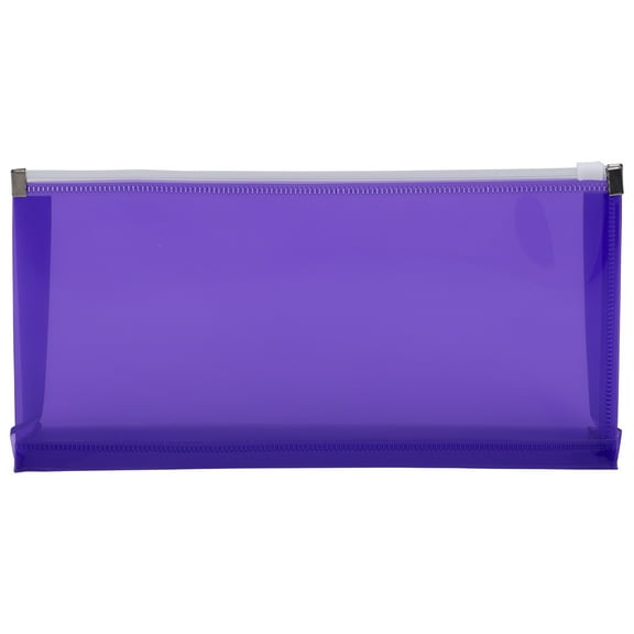 JAM Paper No. 10 Plastic Zip Envelopes, 5x10, Purple, 12/Pack