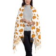 thumbnail image 3 of Cauagu Yellow Biscuit Print Women Wrap Shawl tassels Scarves Retro Scarf 77.6"X28.3", 3 of 8