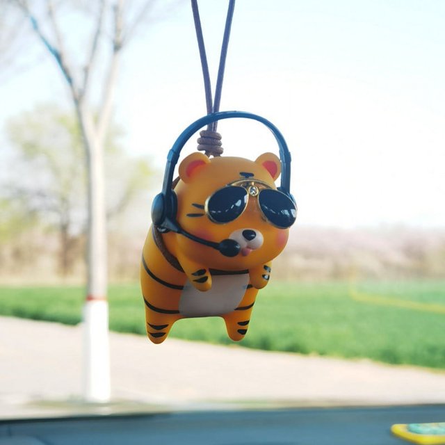 Lindo colgante de coche de cerdito, colgante para interior de coche, colgante para espejo retrovisor, decoración de coche con año de tigre, creativo para mujer