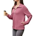 thumbnail image 6 of NMMUED Half Zip Pullover Women, Oversized Sweatshirt for Women, Pullover Sweatshirts for Women, Womens Sweatshirts No Hood, Athleisure Women, Hot Pink XL, 6 of 8